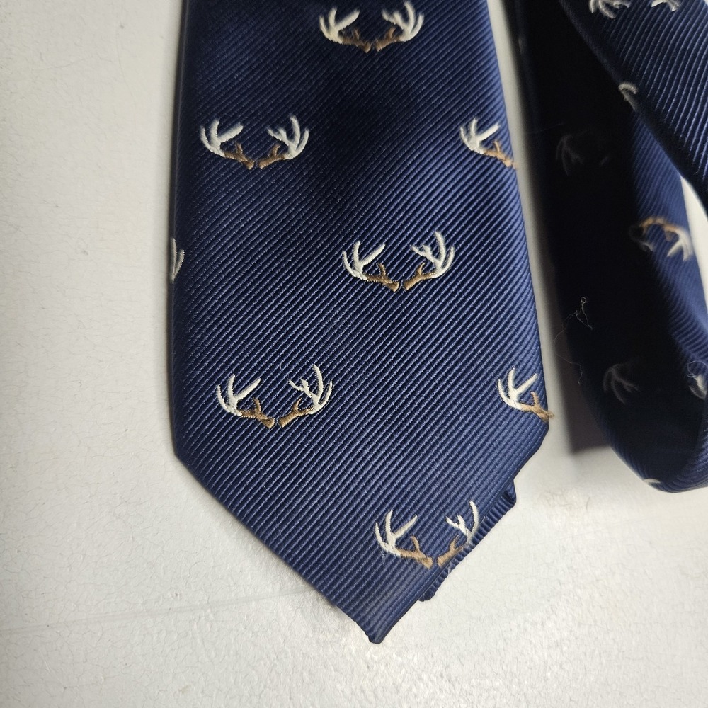 American Eagle Outfitters Mens Neck Tie‎ Antlers Navy Blue Stag